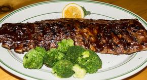 House BBQ ribs with broccoli